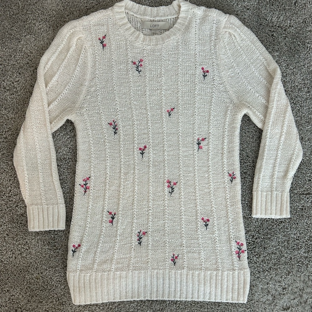 Loft Embroidered Floral Sweater